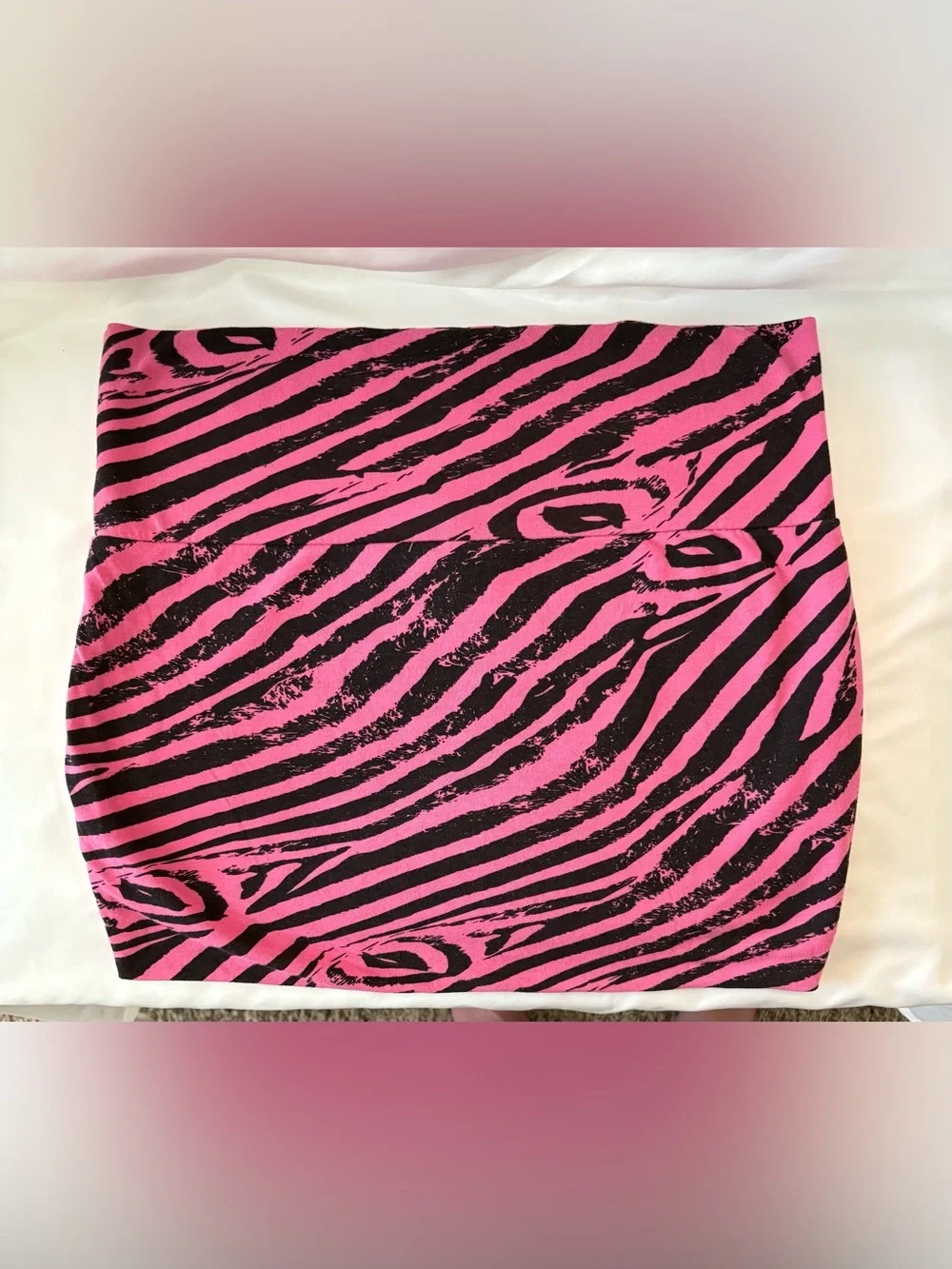 POOF Pink Zebra Print Mini Skirt Y2K Stretch Bodycon Clubwear Medium - Picture 3 of 7